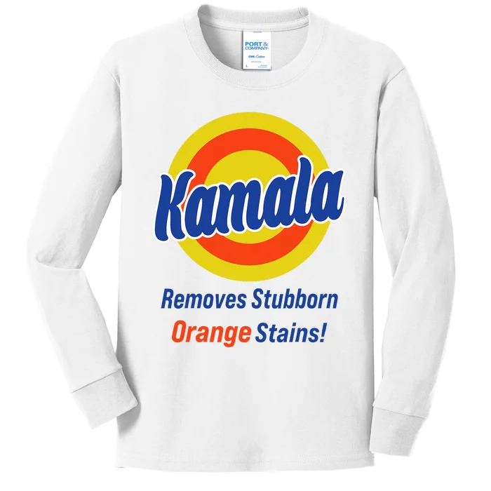 Kamala Harris 2024 Removes Stubborn Orange Stains Kids Long Sleeve Shirt