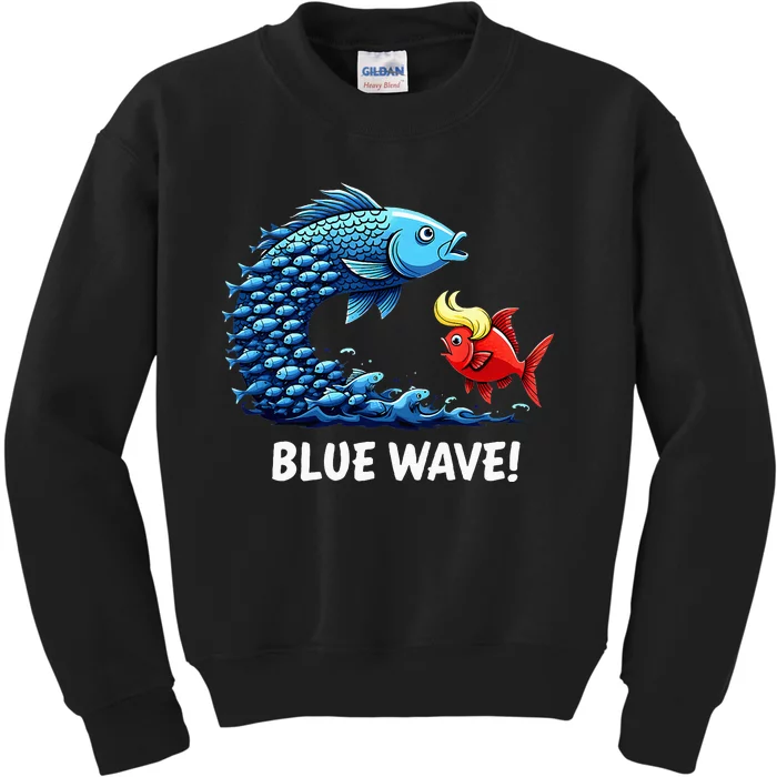 Kamala Harris 2024 Blue Wave Kids Sweatshirt