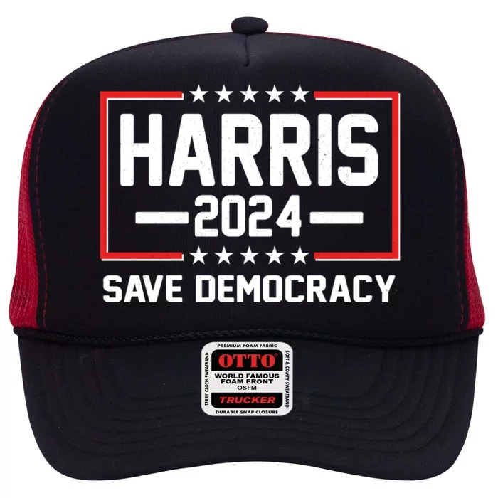 Kamala Harris 2024 Save Democracy High Crown Mesh Trucker Hat