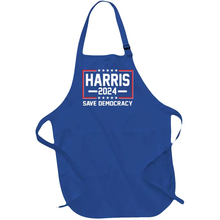 Kamala Harris 2024 Save Democracy Full-Length Apron With Pocket