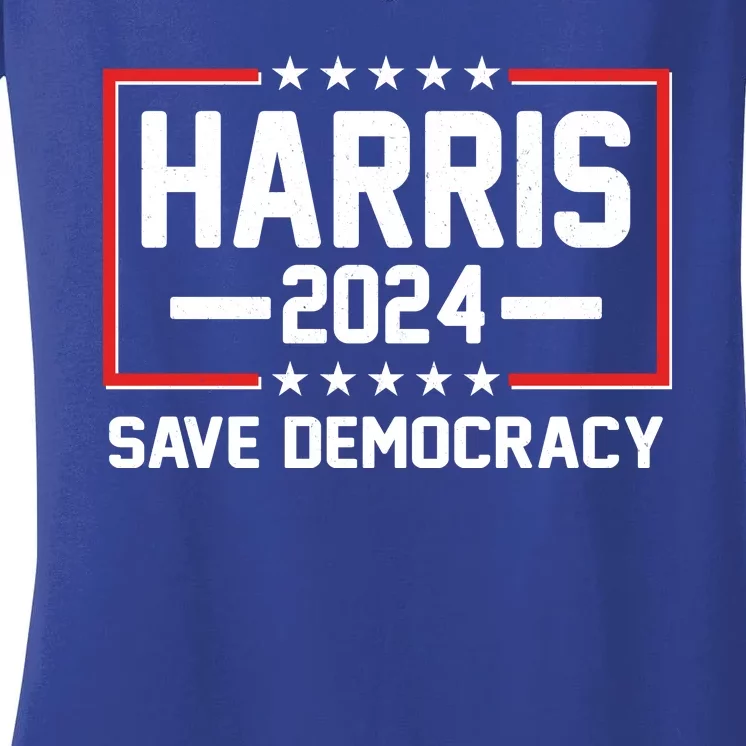 Kamala Harris 2024 Save Democracy Women's V-Neck T-Shirt