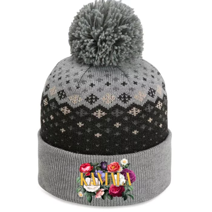 Kamala Harris 2024 Cute Beautiful Floral Flowers The Baniff Cuffed Pom Beanie