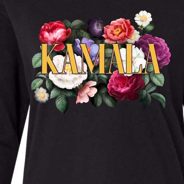 Kamala Harris 2024 Cute Beautiful Floral Flowers Womens Cotton Relaxed Long Sleeve T-Shirt