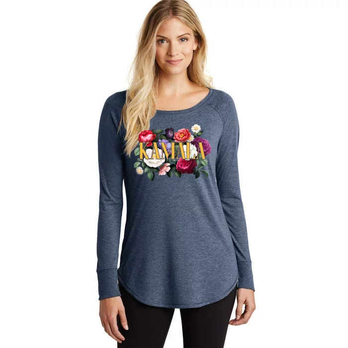 Kamala Harris 2024 Cute Beautiful Floral Flowers Women's Perfect Tri Tunic Long Sleeve Shirt