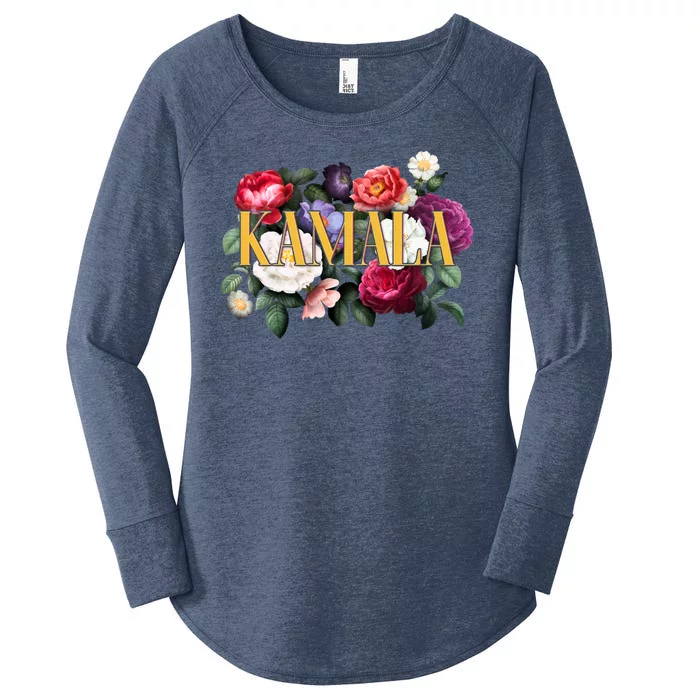 Kamala Harris 2024 Cute Beautiful Floral Flowers Women's Perfect Tri Tunic Long Sleeve Shirt