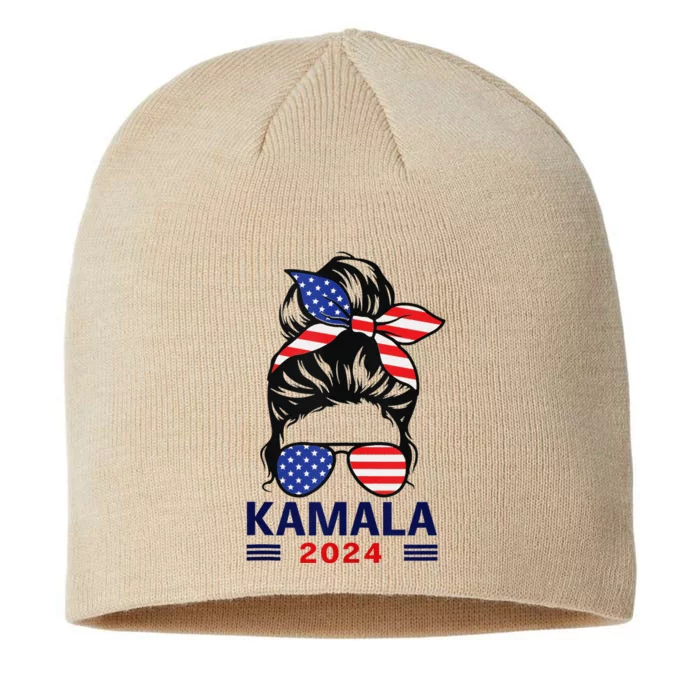 Kamala Harris 2024 President Women America Flag Vote Gift 8 1/2in Sustainable Knit Beanie