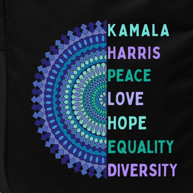 Kamala Harris 2024. Peace Love Hope Equality Diversity Gift Impact Tech Backpack