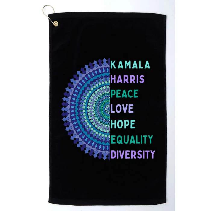 Kamala Harris 2024. Peace Love Hope Equality Diversity Gift Platinum Collection Golf Towel