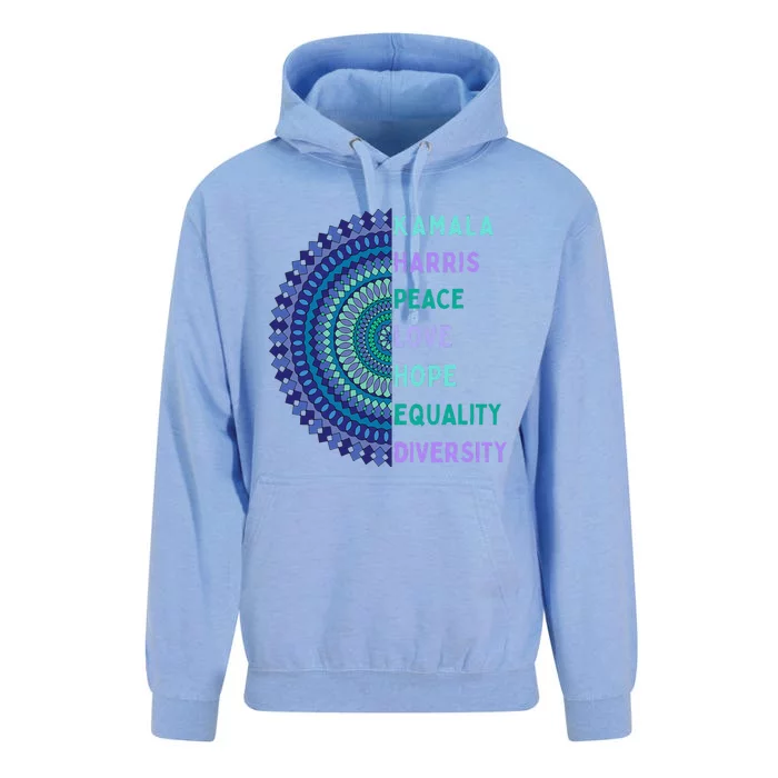 Kamala Harris 2024. Peace Love Hope Equality Diversity Gift Unisex Surf Hoodie