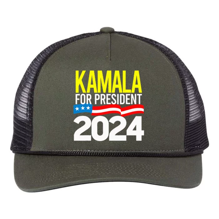 Kamala Harris 2024 For President Vote Retro Rope Trucker Hat Cap