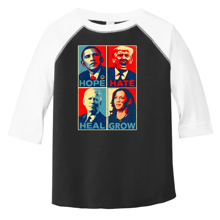 Kamala Harris 2024 President Campaign Hope Hate Heal Grow Toddler Fine Jersey T-Shirt