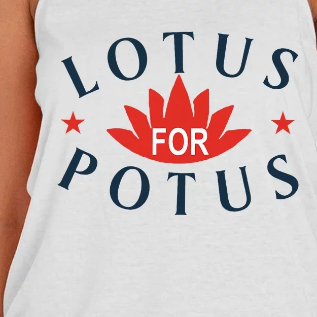 Kamala Harris 2024 Lotus For Potus President Election Women's Knotted Racerback Tank