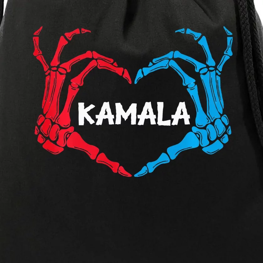 Kamala Harris 2024 Halloween Party Election Vote Skeleton Drawstring Bag