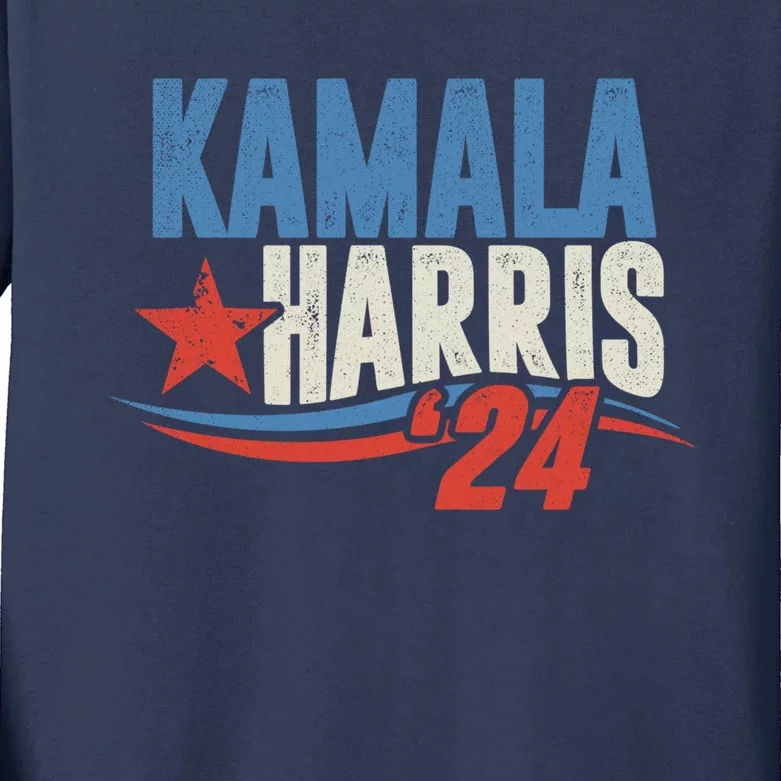 Kamala Harris 2024 For President Election Campaign Kids Long Sleeve Shirt