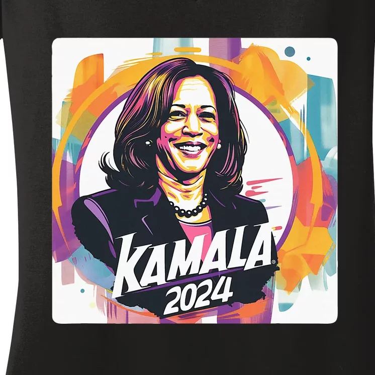 Kamala Harris 2024 24 Madam Vice President Democrat Women's V-Neck T-Shirt