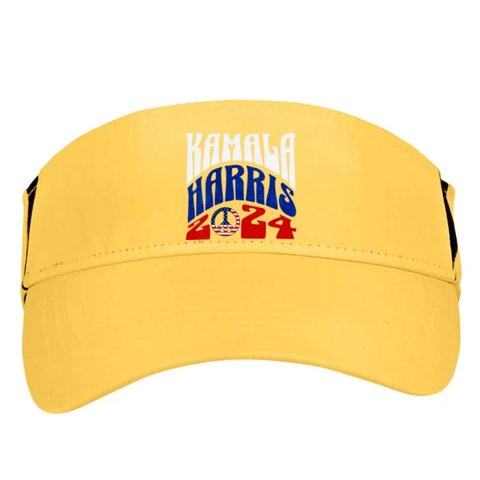 Kamala Harris 2024 Vote Peace Retro Groovy President Women V Neck Adult Drive Performance Visor