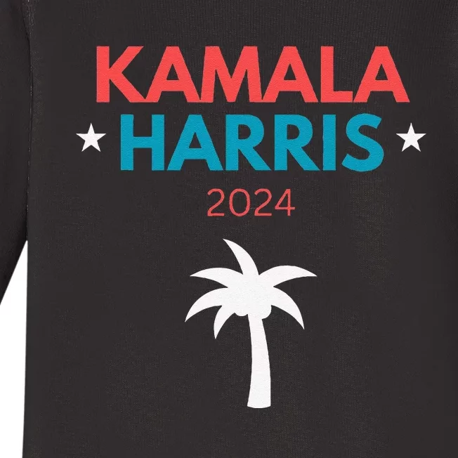 Kamala Harris 2024 Us Election Coconut Funny Meme Design Baby Long Sleeve Bodysuit