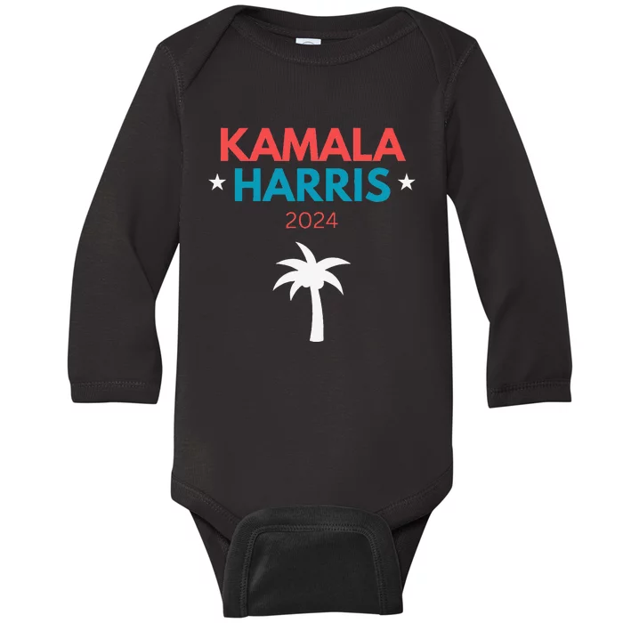 Kamala Harris 2024 Us Election Coconut Funny Meme Design Baby Long Sleeve Bodysuit