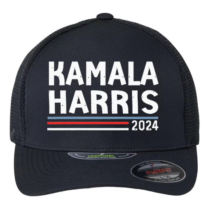 Kamala Harris 2024 President America Flag Vote Flexfit Unipanel Trucker Cap