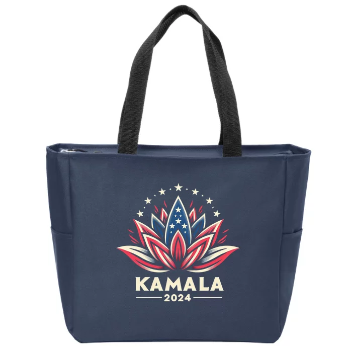 Kamala Harris 2024 Presidential Campaign American Lotus Zip Tote Bag