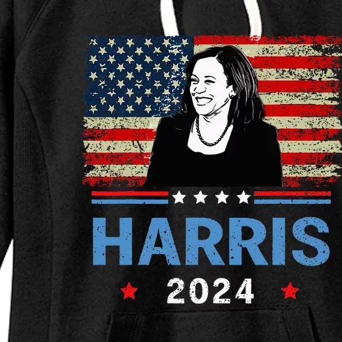 Kamala Harris 2024 President America Flag Vote 47 Women's Fleece Hoodie