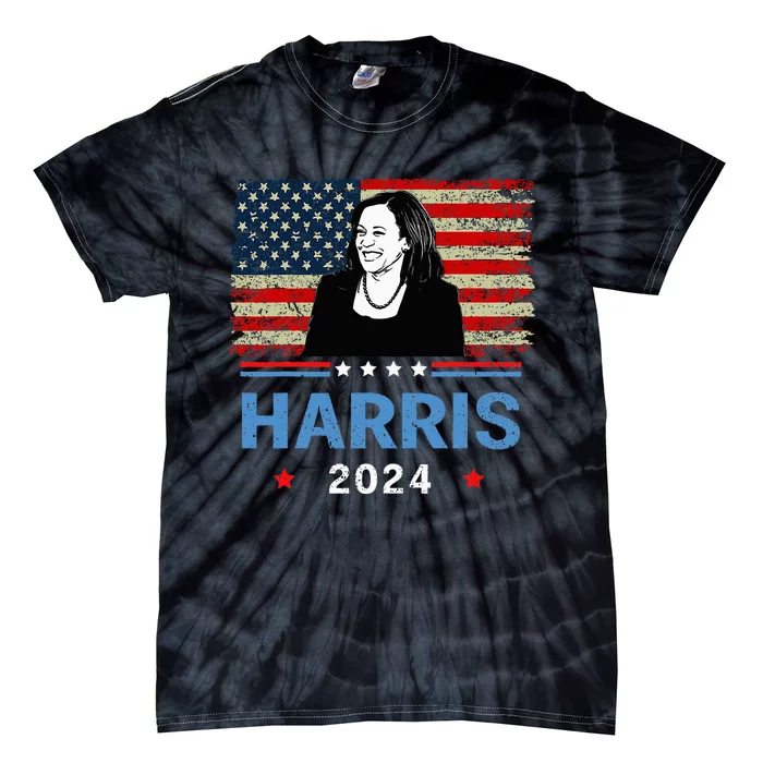 Kamala Harris 2024 President America Flag Vote 47 Tie-Dye T-Shirt