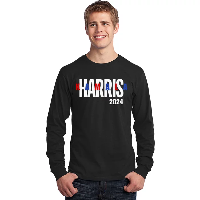 Kamala Harris 2024 Presidential Campaign Typography Graphic Long Sleeve Shirt