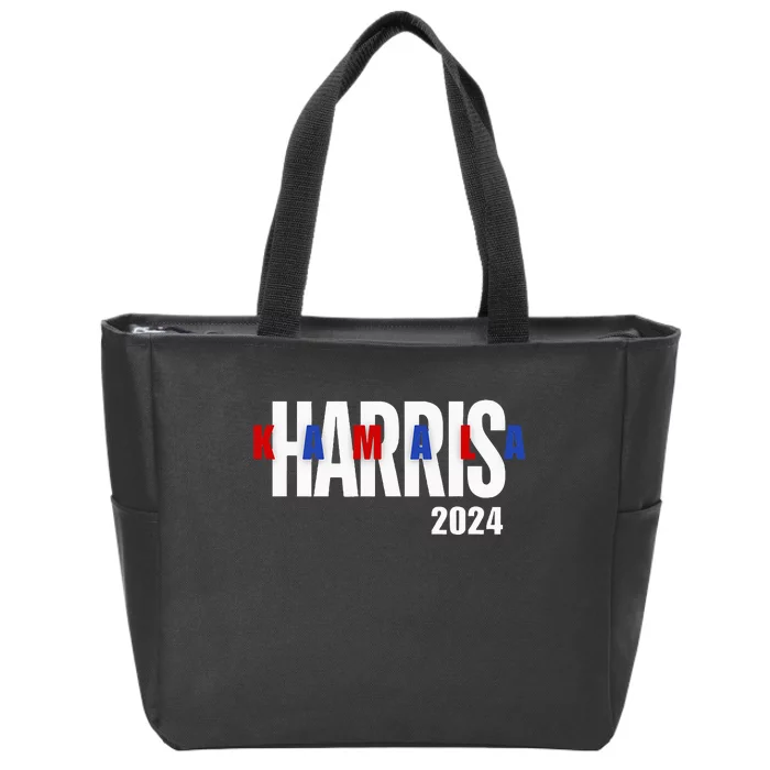 Kamala Harris 2024 Presidential Campaign Typography Graphic Zip Tote Bag