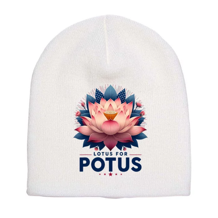 Kamala Harris 2024 Lotus For Potus Trending President Short Acrylic Beanie