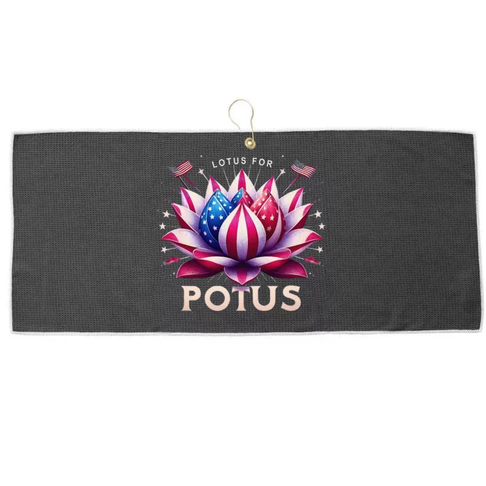 Kamala Harris 2024 Lotus For Potus President America Flag Large Microfiber Waffle Golf Towel