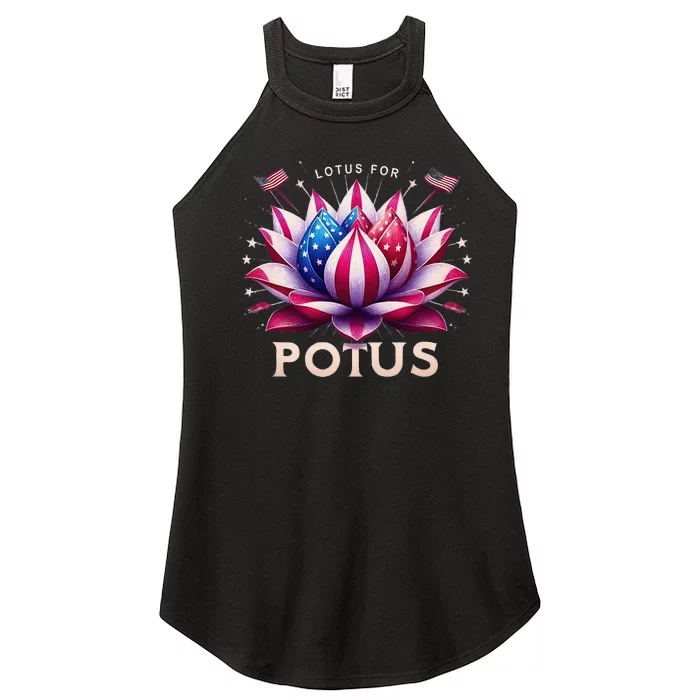 Kamala Harris 2024 Lotus For Potus President America Flag Women’s Perfect Tri Rocker Tank