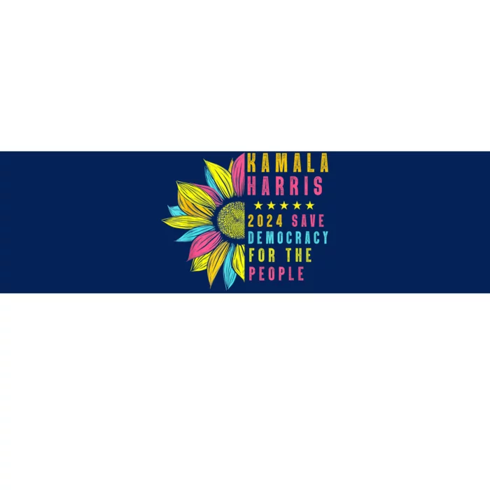 Kamala Harris 2024 Save Democracy For The People Sunflower Bumper Sticker