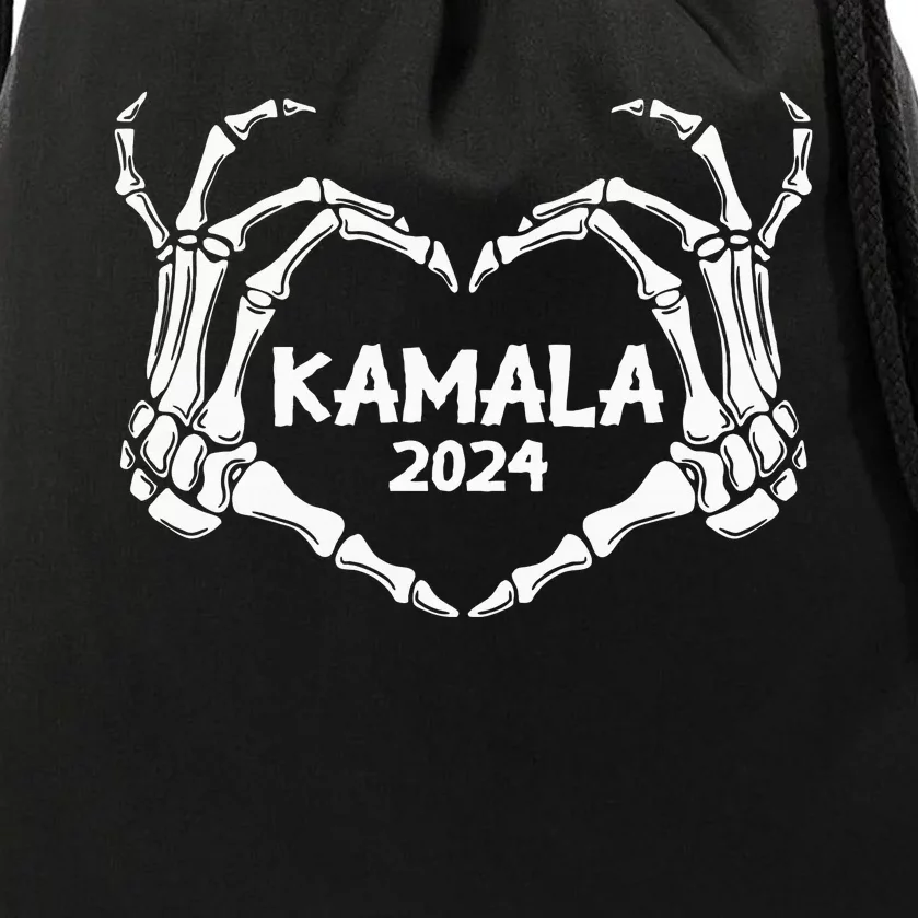 Kamala Harris 2024 Halloween Party Election Vote Skeleton Drawstring Bag