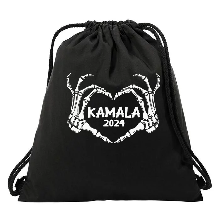 Kamala Harris 2024 Halloween Party Election Vote Skeleton Drawstring Bag