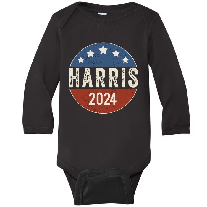 Kamala Harris 2024 For President Campaign Us Flag Baby Long Sleeve Bodysuit