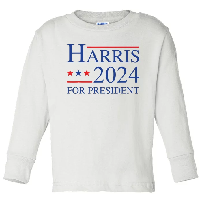 Kamala Harris 2024 For President Election Campaign Toddler Long Sleeve Shirt