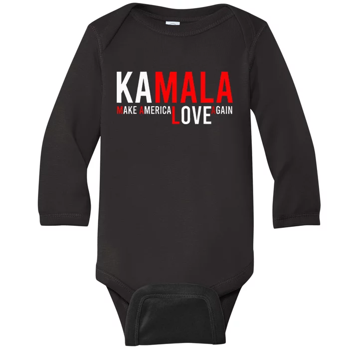 Kamala Harris 2024 For President Make America Love Again Baby Long Sleeve Bodysuit