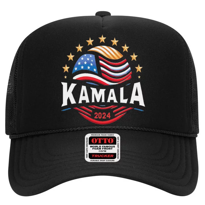 Kamala Harris 2024 President Campaign White Dudes High Crown Mesh Trucker Hat