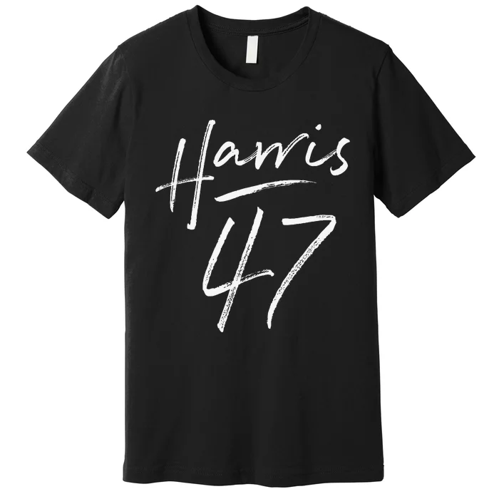 Kamala Harris 47 Feminine Script Harris 2024 Gift Premium T-Shirt