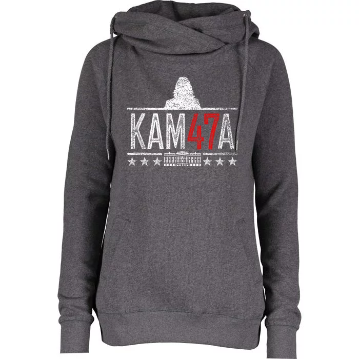 Kamala Harris 47 Madam President 2024 Political Womens Funnel Neck Pullover Hood