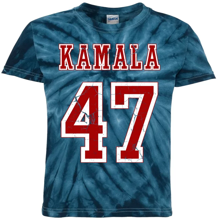 Kamala Harris 47 2024 Election Vintage Kids Tie-Dye T-Shirt