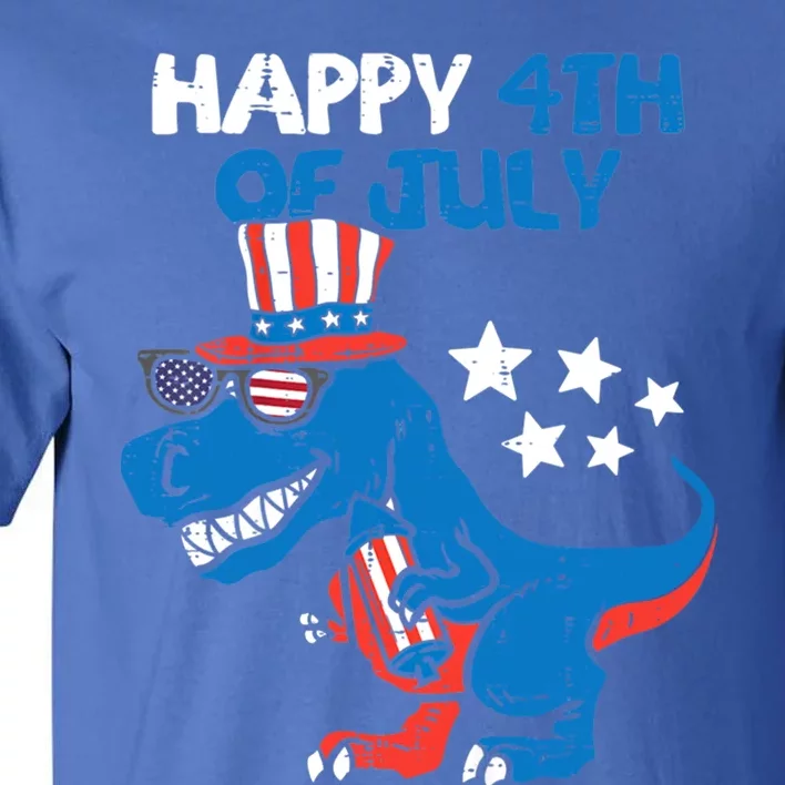 Kids Happy 4th Of July Trex Dino Dinosaur Gift Tall T-Shirt