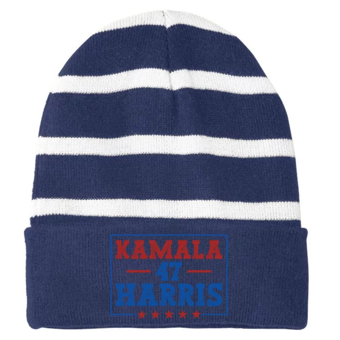 Kamala Harris 47 Striped Beanie with Solid Band