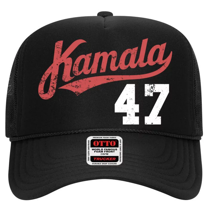 Kamala Harris 47 President Political Election Vote Election High Crown Mesh Trucker Hat