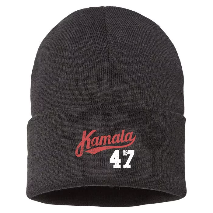 Kamala Harris 47 President Political Election Vote Election Sustainable Knit Beanie