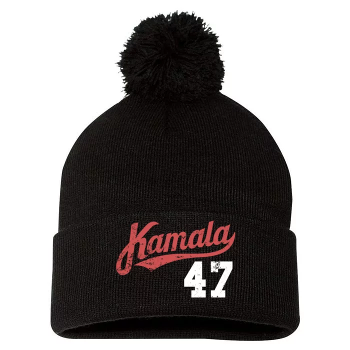 Kamala Harris 47 President Political Election Vote Election Pom Pom 12in Knit Beanie