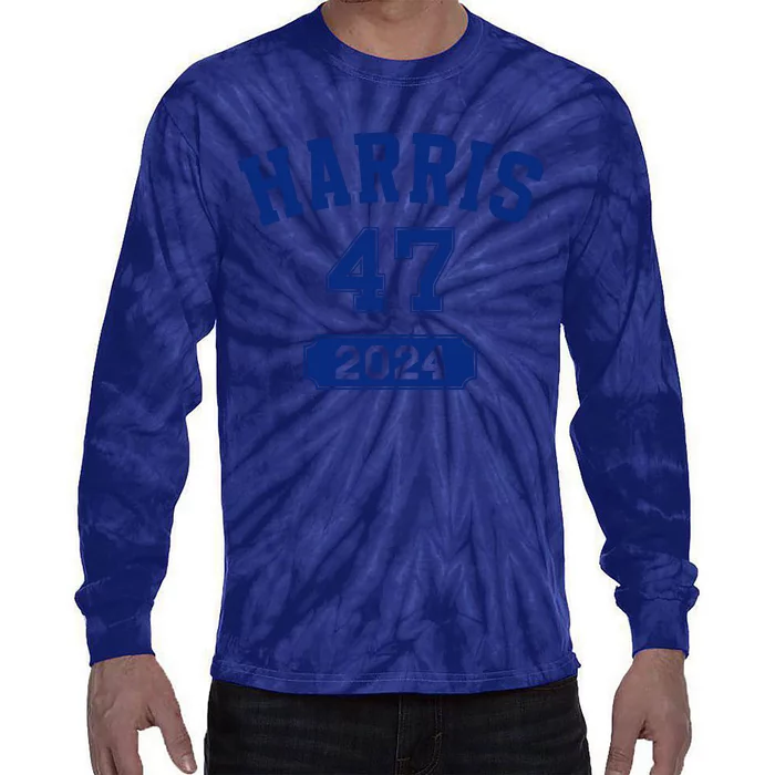 Kamala Harris 47 2024 Election Vintage Varsity Blue Tie-Dye Long Sleeve Shirt