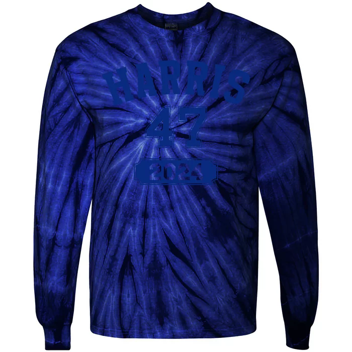 Kamala Harris 47 2024 Election Vintage Varsity Blue Tie-Dye Long Sleeve Shirt