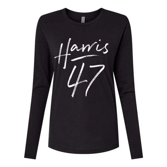 Kamala Harris 47 Feminine Script For Women Harris 2024 Womens Cotton Relaxed Long Sleeve T-Shirt