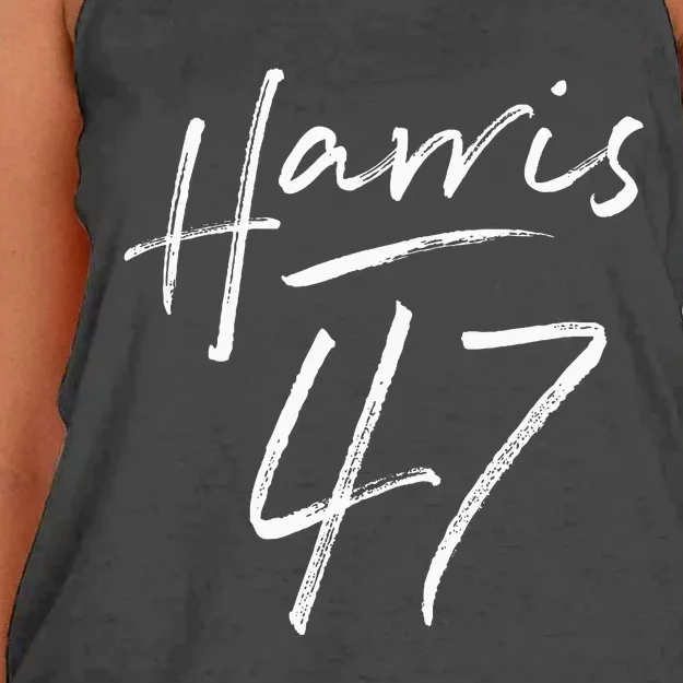 Kamala Harris 47 Feminine Script For Women Harris 2024 Women's Knotted Racerback Tank